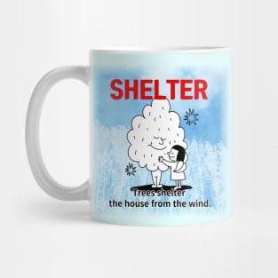 shelter ,Trees shelter  the house from the wind. Mug